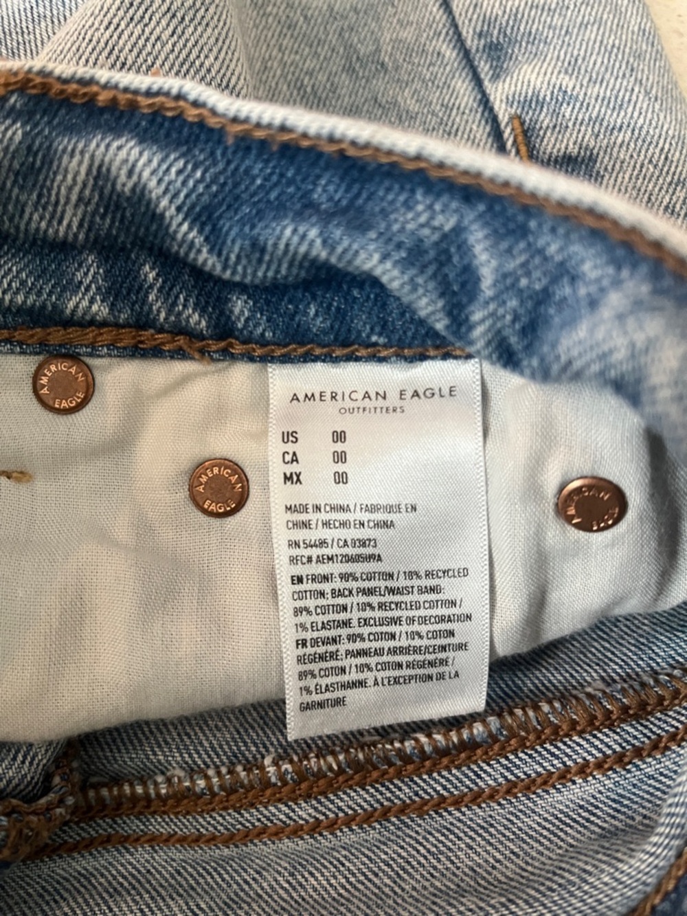 American Eagle Outfitters Light Blue Distressed Cutoff Denim Shorts - Picture 3 of 5